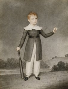 爱德华·柯里（Edward Currie）拿着板球拍的肖像，1830年 作者 亚当·巴克