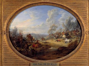 骑兵冲击 路易十四统治下的一场战斗。 Adam Van der Meulen (1632-1690) 作画 0,2x0,27 m 作者 亚当·弗兰斯·范·德·穆伦