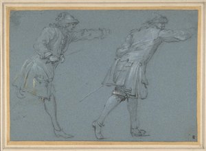 两个士兵斗剑的研究，17世纪。 作者 亚当·弗兰斯·范·德·穆伦