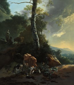 被激怒的牛的风景 作者 亚当·皮纳克（Adam Pynacker）