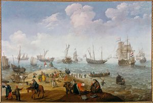 Adam Willaerts (1577-1664) 17 世纪的钓鱼场景画 私人收藏