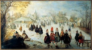 Les skaters 绘画由 Adam Van Breen (1599-1665) 17 世纪 0,35x0,65 米 作者 亚当·范·布雷恩