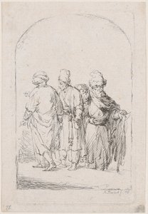 四个身着东方服装的站立者的组合，1795年。