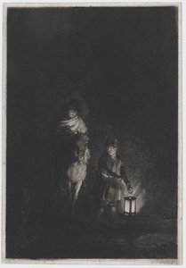 拿着灯笼的骑手和男孩，1797年。