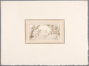 有堡垒墙的河流风景
根据保存在维也纳 Hofbibliothek 的 Guercino 素描绘制的版画（系列名称）
Recueil d