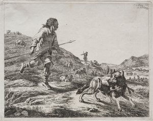 追逐狼的牧羊人，1803年。