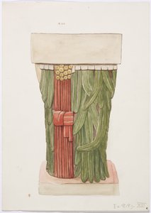 墨西哥奇琴伊察球阁寺A庙外室的卡利亚特（水彩画 作者 阿黛拉·布雷顿（Adela Breton）