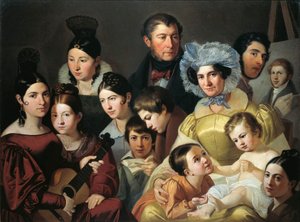 1835年的马拉泰斯塔家庭，阿德达托-马拉泰斯塔，布面油画