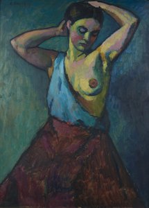 穿红色裙子的女孩，1910年。