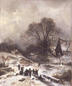 孩子们在雪地里玩耍
