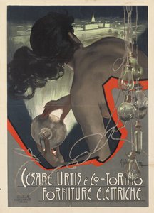 为意大利都灵塞萨雷·乌尔蒂斯公司（Cesare Urtis＆Co. of Turin）制作广告海报，1889年