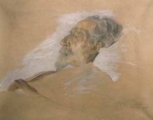 朱塞佩威尔第在他临终前（铅笔在纸上加水白色加高） 作者 阿道夫·海恩斯坦