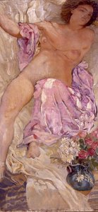 有花的裸体，1910年。