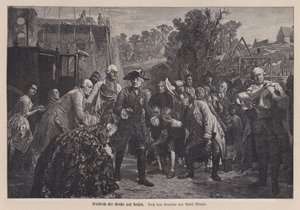 普鲁士国王腓特烈大帝在旅途中（版画） 作者 Menzel（之后）的Adolph Friedrich Erdmann