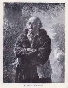 William Shakespeare, English playwright (engraving) 作者 Menzel（之后）的Adolph Friedrich Erdmann