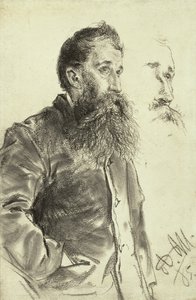 研究1885年，一个留着胡子的男人，他的手放在口袋里 作者 阿道夫门泽尔