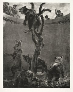 《用刷子和刮刀在石头上作文：熊坑》，1851年。 作者 阿道夫门泽尔