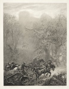《用刷子和刮刀在石头上写散文：囚犯穿过树林的护卫队》，1851年。 作者 阿道夫门泽尔