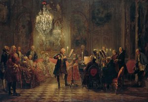 1850-1852年在无忧宫与腓特烈大帝举行长笛音乐会