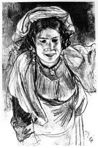 研究一个意大利女孩，c1880-1882。 作者 阿道夫门泽尔