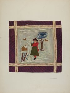 嵌花盖毯细节，1941年。