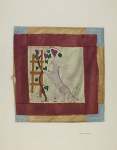 嵌花盖毯细节，约1941年。