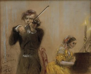 克拉拉·舒曼（Clara Schumann）和约瑟夫·约阿希姆（Joseph Joachim）创作音乐 作者 阿道夫门泽尔