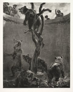 用画笔和刮刀描绘石头的文章：  熊坑 作者 阿道夫门泽尔