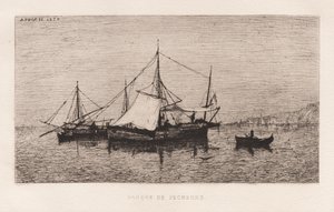 渔船意大利沿海沿海航行船，1874年。 作者 阿道夫·阿皮安