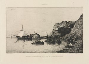 打电话给港口的渔船在科利乌尔的岩石，1878年。