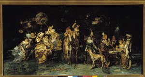 公园里的夜宴 作者 阿道夫·约瑟夫·托马斯·蒙蒂切利