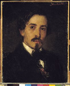推测画家费迪南-维奥拉的肖像，1859年（布面油画）。 作者 Adolphe Joseph Thomas Monticelli