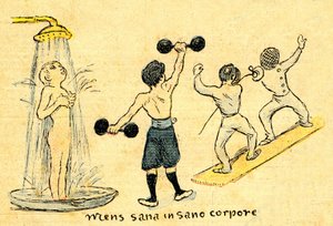 卫生与体育"Mens sana in sano corpore"。图卢兹日报》10 月 12 日第 41 期插图增刊中的 A. Wilette 绘画作品 作者 阿道夫·莱昂·威莱特