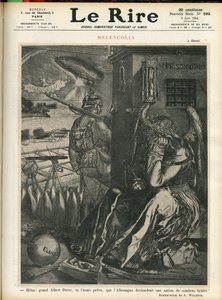 Adolphe dit Willette (1857-1926)为《Lire》杂志封面所作的插图，14年6月6日 - "Helas，伟大的Albert Durer，你曾预言德国将成为一个黑暗的国家!"- Melancolia - 战争, 德国普鲁士 - 杜勒 作者 阿道夫·莱昂·威莱特