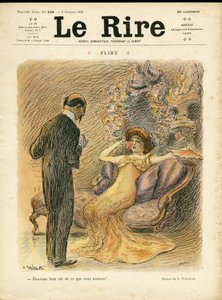 Adolphe dit Willette (1857-1926)为《Le Rire》杂志封面提供的插图，09年10月9日 - 调情 - 爱情，时尚，内部建筑 作者 阿道夫·莱昂·威莱特