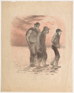 巴黎风光与凶手》（石版画，黑色和红色印刷） 作者 阿道夫·莱昂·威莱特