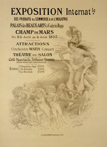 复制国际商业和工业产品展览会的广告，Palais des Beaux-Arts和Galerie Rapp，Champ de Mars，巴黎，1893年