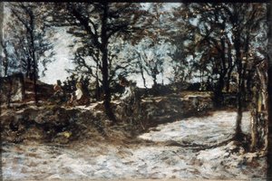 景观。枫丹白露，十九世纪。 作者 Adolphe Joseph Thomas Monticelli