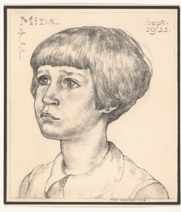 Han van der Kop 绘制的米达（Mida）肖像的照片再现
米达（Mida），1933 年 7 月（物上标题 作者 Adriaan Bijl（归因于）