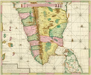 在荷兰制图师阿德里亚·雷兰德（Adriaan Reland）于1720年左右完成的工作之后，绘制了印度南部和锡兰的地图 作者 阿德里安·雷兰德