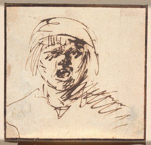 尖叫孩子的头 作者 Adriaen Brouwer