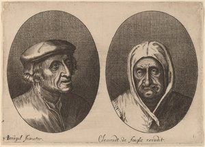 一对农民男女的头像 作者 Adriaen Brouwer 仿照老彼得·勃鲁盖尔