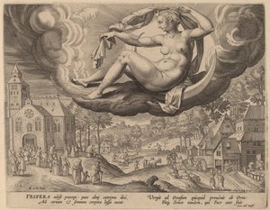 傍晚时分 作者 继 Maarten de Vos 之后的 Adriaen Collaert