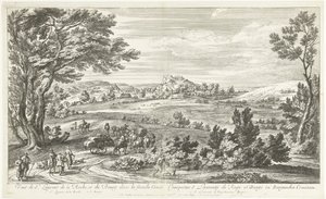 Gezicht op Saint Laurent de la Roche
Veuë de St. Laurent de la Roche, et du Bourg dans la franche Comté（物上标题） 作者 亚当·弗兰斯·范·德·穆伦