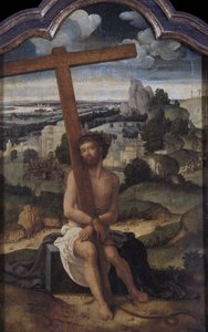 "Le christ de douleurs"（悲伤的人） Adriaen Isenbrant (1490-1551)的绘画作品，16世纪初的作品 木板油画 Dim 46x29 cm 普拉多博物馆，马德里 作者 Adriaen Isenbrandt或Isenbrant