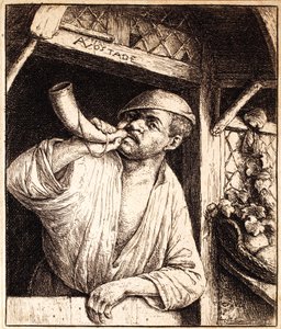 Baker听着他的号角，1670年 作者 阿德里亚恩·扬斯（Adriaen Jansz）。范·奥斯塔德