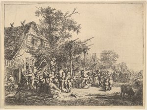 1610-85年，在格子下跳舞。 作者 阿德里亚恩·扬斯（Adriaen Jansz）。范·奥斯塔德