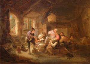 饮酒场景（铜上油） 作者 阿德里亚恩·扬斯（Adriaen Jansz）。范·奥斯塔德