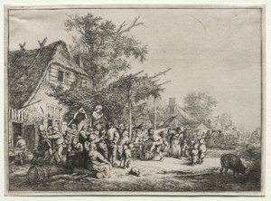 格子下的节日。 作者 阿德里亚恩·扬斯（Adriaen Jansz）。范·奥斯塔德