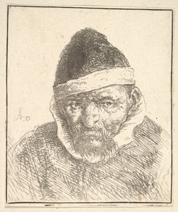 戴白领和尖帽子的老人，1610-85。 作者 阿德里亚恩·扬斯（Adriaen Jansz）。范·奥斯塔德